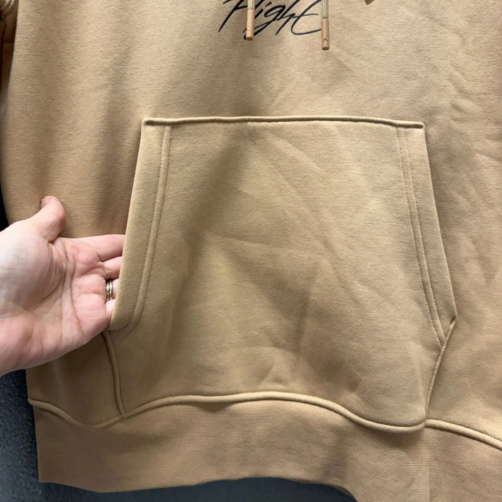 Jordan Hoodie Mens Small Flight Essentials Fleece Tan Baseline Pullover NEW